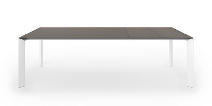 Table à manger Nori Fenix gris London avec bord noir|L 166-260 x L 100 cm|Aluminium laqué blanc
