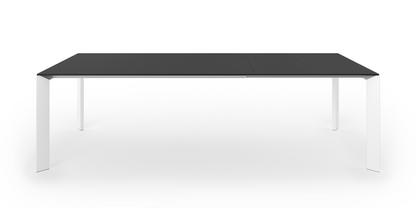 Table à manger Nori Fenix noir avec bord noir|L 166-260 x L 100 cm|Aluminium laqué blanc