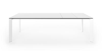 Table à manger Nori Fenix blanc avec bord noir|L 166-260 x L 100 cm|Aluminium laqué blanc