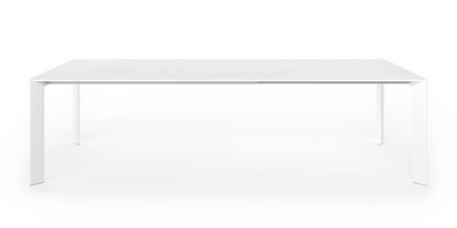 Table à manger Nori Fenix blanc avec bord de même couleur|L 166-278 x L 90 cm|Aluminium laqué blanc
