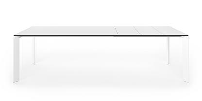 Table à manger Nori Fenix blanc avec bord noir|L 166-278 x L 90 cm|Aluminium laqué blanc