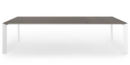 Table à manger Nori Fenix gris Bromo avec bord de même couleur|L 209-303 x L 100 cm|Aluminium laqué blanc