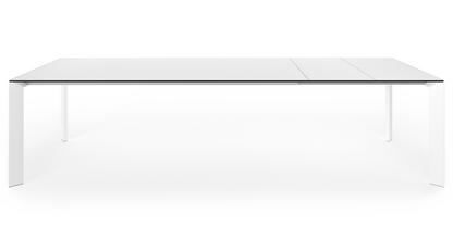 Table à manger Nori Fenix blanc avec bord noir|L 209-303 x L 100 cm|Aluminium laqué blanc