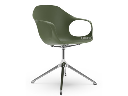 Chaise pivotante Elephant Vert olive|Aluminium poli