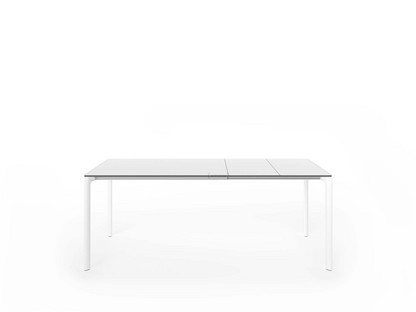 Table extensible Maki L 114-194 x L 80 cm|Stratifié blanc|Aluminium laqué blanc