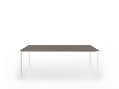 Table extensible Maki L 139-214 x L 90 cm|Fenix gris Bromo avec bord de même couleur|Aluminium laqué blanc