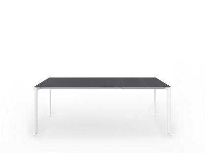 Table extensible Maki L 139-214 x L 90 cm|Fenix gris London avec bord de même couleur|Aluminium laqué blanc