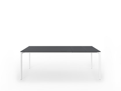 Table extensible Maki L 139-214 x L 90 cm|Fenix gris London avec bord noir|Aluminium laqué blanc