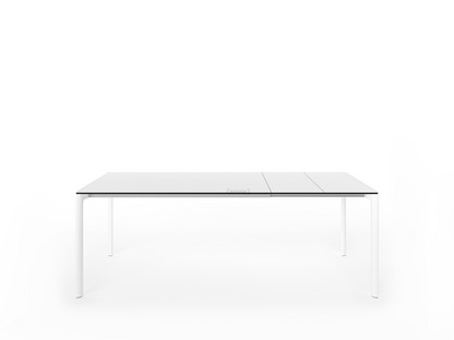 Table extensible Maki L 139-214 x L 90 cm|Fenix blanc avec bord noir|Aluminium laqué blanc