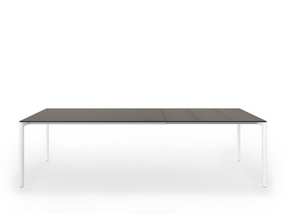 Table extensible Maki L 166-278 x L 90 cm|Fenix gris Bromo avec bord noir|Aluminium laqué blanc