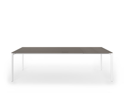Table extensible Maki L 189-263 x L 90 cm|Fenix gris Bromo avec bord de même couleur|Aluminium laqué blanc