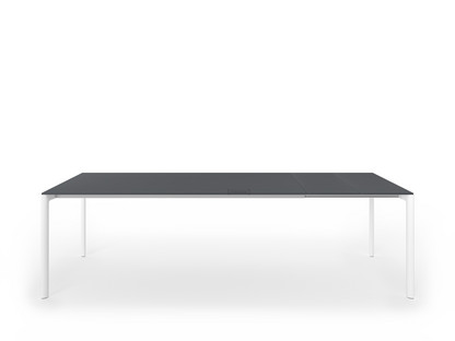 Table extensible Maki L 189-263 x L 90 cm|Fenix gris London avec bord de même couleur|Aluminium laqué blanc