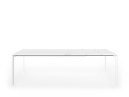 Table extensible Maki L 189-263 x L 90 cm|Fenix blanc avec bord noir|Aluminium laqué blanc