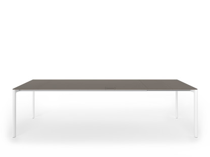 Table extensible Maki L 209-283 x L 90 cm|Fenix gris Bromo avec bord de même couleur|Aluminium laqué blanc