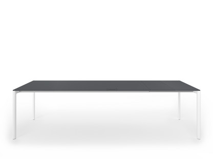 Table extensible Maki L 209-283 x L 90 cm|Fenix gris London avec bord de même couleur|Aluminium laqué blanc