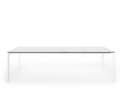 Table extensible Maki L 209-283 x L 90 cm|Fenix blanc avec bord noir|Aluminium laqué blanc