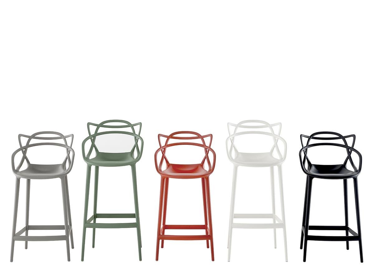 Kartell Chaise de bar Masters, Vert sauge, Version bar 75 cm de