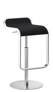 Tabouret LEM 55-67 cm|Cuir noir / chromé mat