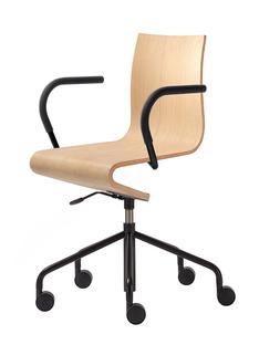 Chaise de bureau Seesaw Noir avec ressort à gaz|Avec accoudoirs, couleur match avec la piétement|Chêne naturel