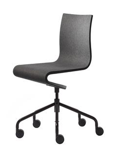 Chaise de bureau Seesaw Noir avec axe vertical vis|Sans accoudoirs|Frêne noir avec feutre anthracite