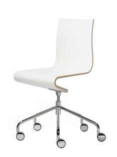 Chaise de bureau Seesaw Chromé avec axe vis|Sans accoudoirs|Hêtre naturel / mélaminé blanc