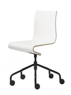 Chaise de bureau Seesaw Noir avec axe vertical vis|Sans accoudoirs|Hêtre naturel / mélaminé blanc