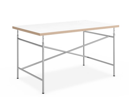 Bureau enfant Eiermann 120 x 70 cm|Mélaminé blanc avec bords chêne|Argent