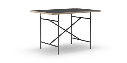 Table Eiermann Linoleum noir (Forbo 4023) avec bords en chêne|120 x 80 cm|Noir|Vertical, centré (Eiermann 2)|80 x 66 cm