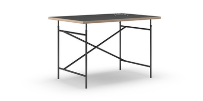 Table Eiermann Linoleum noir (Forbo 4023) avec bords en chêne|120 x 80 cm|Noir|Vertical, décalé (Eiermann 2)|100 x 66 cm