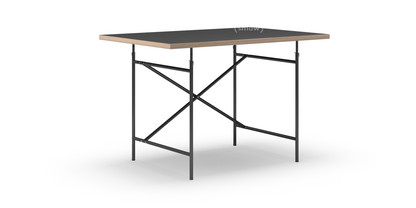Table Eiermann Linoleum noir (Forbo 4023) avec bords en chêne|120 x 80 cm|Noir|Vertical, décalé (Eiermann 2)|80 x 66 cm