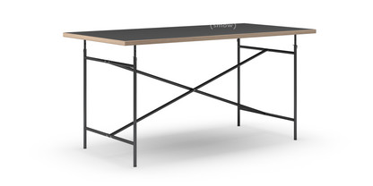 Table Eiermann Linoleum noir (Forbo 4023) avec bords en chêne|160 x 80 cm|Noir|Vertical, centré (Eiermann 2)|135 x 66 cm