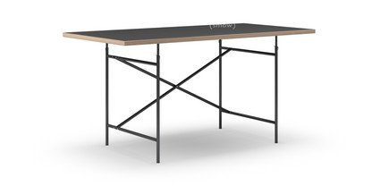 Table Eiermann Linoleum noir (Forbo 4023) avec bords en chêne|160 x 80 cm|Noir|Vertical, décalé (Eiermann 2)|100 x 66 cm