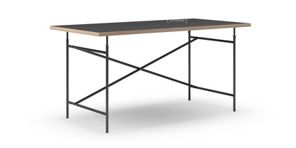 Table Eiermann Linoleum noir (Forbo 4023) avec bords en chêne|160 x 80 cm|Noir|Vertical, décalé (Eiermann 2)|135 x 66 cm