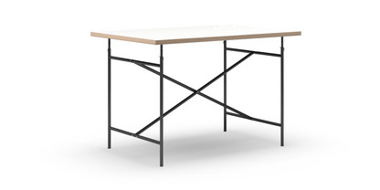Table Eiermann Mélaminé blanc avec bords chêne|120 x 80 cm|Noir|Vertical, centré (Eiermann 2)|100 x 66 cm