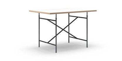 Table Eiermann Mélaminé blanc avec bords chêne|120 x 80 cm|Noir|Vertical, centré (Eiermann 2)|80 x 66 cm