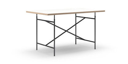 Table Eiermann Mélaminé blanc avec bords chêne|140 x 80 cm|Noir|Vertical, centré (Eiermann 2)|100 x 66 cm
