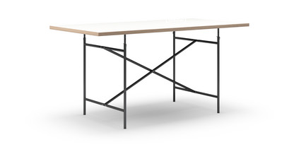 Table Eiermann Mélaminé blanc avec bords chêne|160 x 80 cm|Noir|Vertical, centré (Eiermann 2)|100 x 66 cm