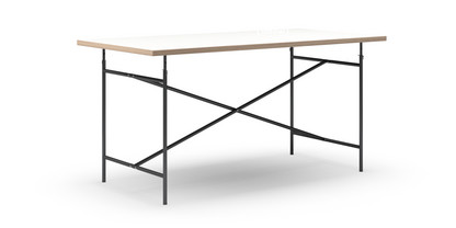 Table Eiermann Mélaminé blanc avec bords chêne|160 x 80 cm|Noir|Vertical, centré (Eiermann 2)|135 x 66 cm