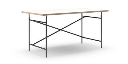 Table Eiermann Mélaminé blanc avec bords chêne|160 x 80 cm|Noir|Vertical, décalé (Eiermann 2)|135 x 66 cm