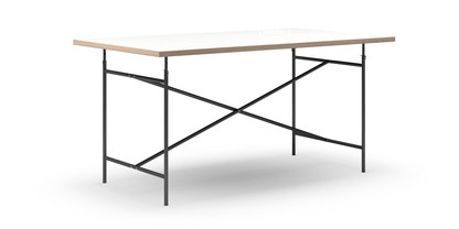 Table Eiermann Mélaminé blanc avec bords chêne|160 x 90 cm|Noir|Vertical, centré (Eiermann 2)|135 x 66 cm