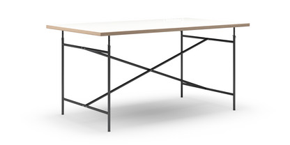 Table Eiermann Mélaminé blanc avec bords chêne|160 x 90 cm|Noir|Vertical, centré (Eiermann 2)|135 x 78 cm