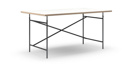 Table Eiermann Mélaminé blanc avec bords chêne|160 x 90 cm|Noir|Vertical, décalé (Eiermann 2)|135 x 66 cm