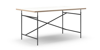Table Eiermann Mélaminé blanc avec bords chêne|160 x 90 cm|Noir|Vertical, décalé (Eiermann 2)|135 x 78 cm