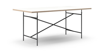Table Eiermann Mélaminé blanc avec bords chêne|180 x 90 cm|Noir|Vertical, centré (Eiermann 2)|135 x 66 cm