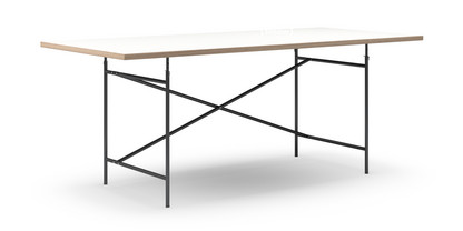 Table Eiermann Mélaminé blanc avec bords chêne|200 x 90 cm|Noir|Vertical, décalé (Eiermann 2)|135 x 66 cm