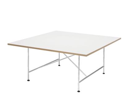 Table de conférence Eiermann 1 Mélaminé blanc avec bords chêne|Chromé|Avec pied réglable en hauteur (H 74-76 cm)