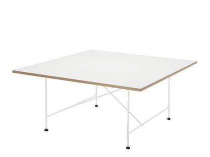 Table de conférence Eiermann 1 Mélaminé blanc avec bords chêne|Blanc|Avec pied réglable en hauteur (H 74-76 cm)