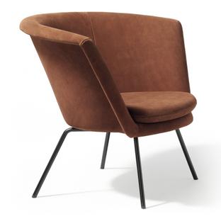 Fauteuil H57 Noir peint par poudrage|Cuir suède|Marron