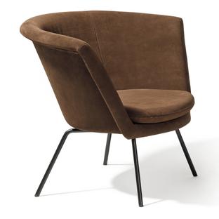 Fauteuil H57 Noir peint par poudrage|Cuir suède|Mocca