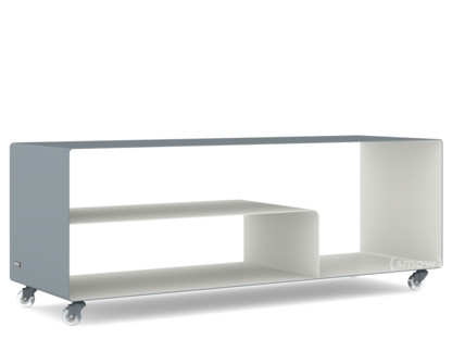 Sideboard R 111N Bicolore   |Gris basalte (RAL 7012) -  Blanc pur (RAL 9010)|Roulettes transparentes